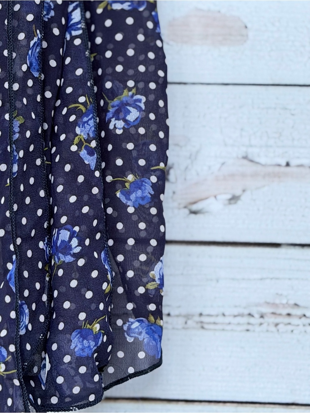 Mixed Print Floral & Polka Dot Sheer Lightweight Fashion Scarf Wrap